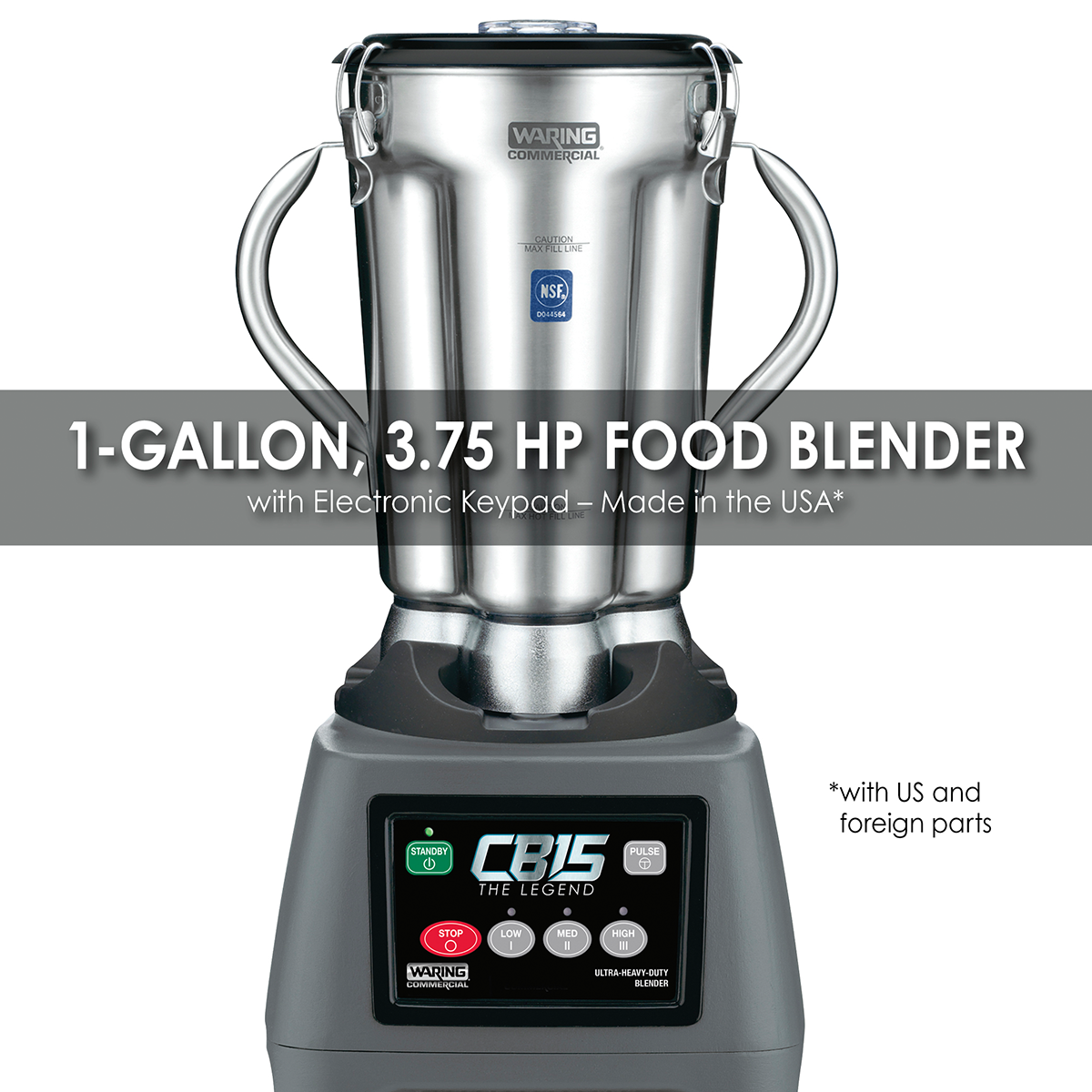 Waring Commercial 1-Gallon, 3-Speed Food Blender with Copolyester