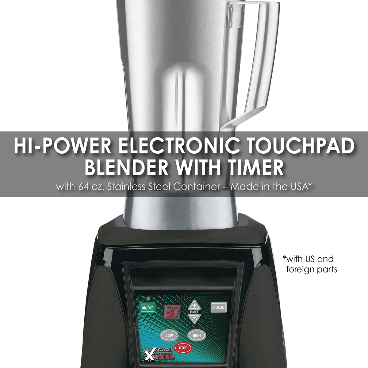 Waring Commercial Reprogrammable Hi-Power Blender with The Raptor™ 64 oz.  BPA-Free Copolyester Container