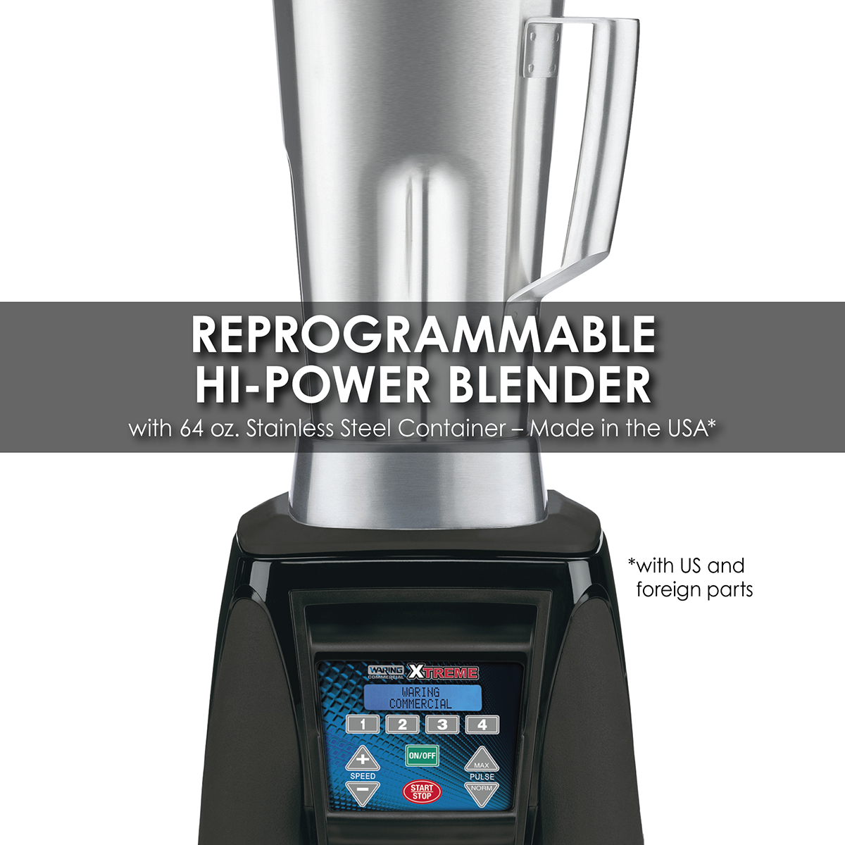 Waring Commercial Reprogrammable Hi-Power Blender with Sound Enclosure and  64 oz. Copolyester Container