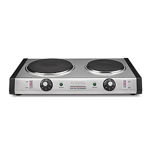 Electric Cast Iron Burner Portable Stove Top Double Hot Plate Countertop  Black