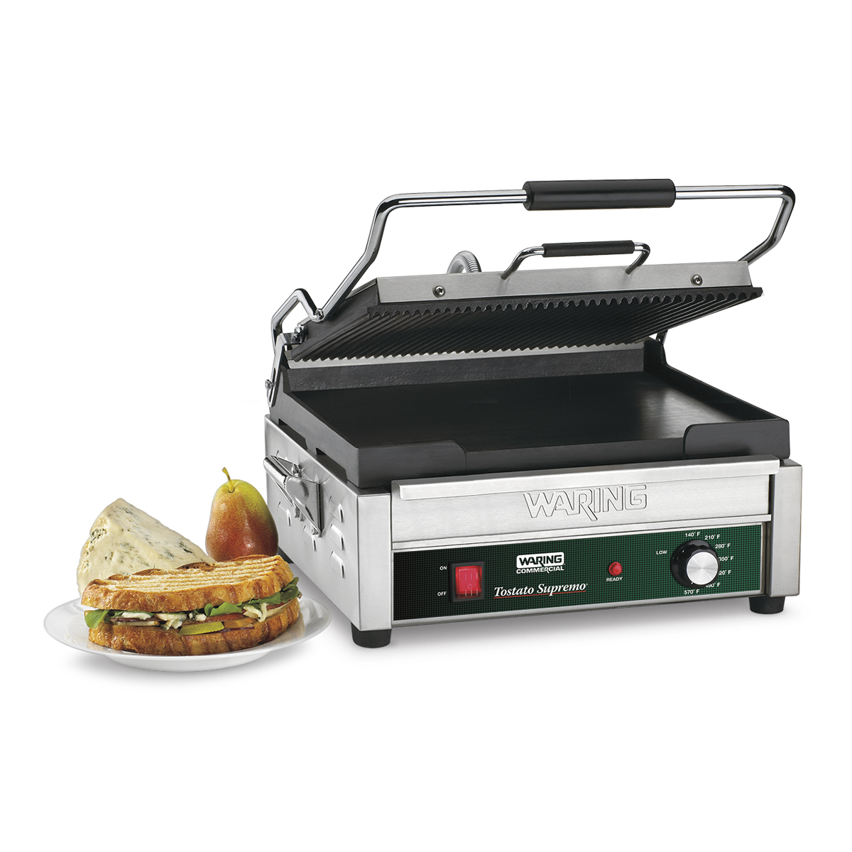 Waring Commercial Black Stainless Steel Heavy-Duty Panini Grill